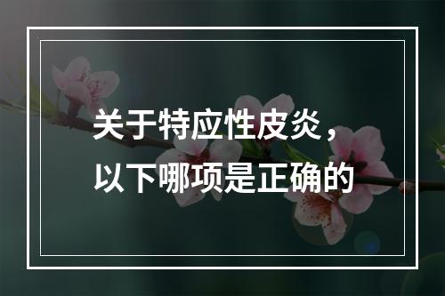 关于特应性皮炎，以下哪项是正确的