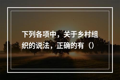 下列各项中，关于乡村组织的说法，正确的有（）