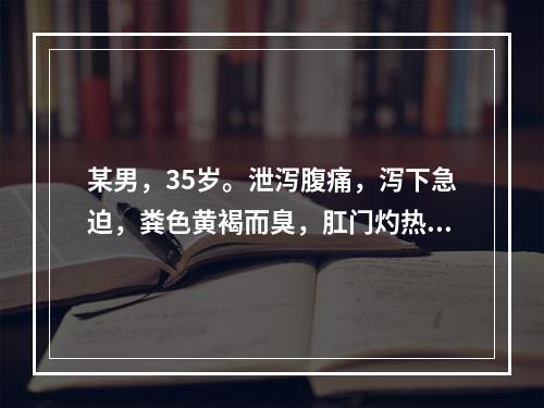 某男，35岁。泄泻腹痛，泻下急迫，粪色黄褐而臭，肛门灼热，烦