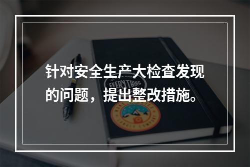 针对安全生产大检查发现的问题，提出整改措施。