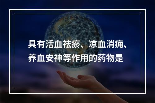 具有活血祛瘀、凉血消痈、养血安神等作用的药物是