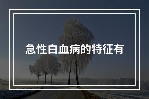 急性白血病的特征有