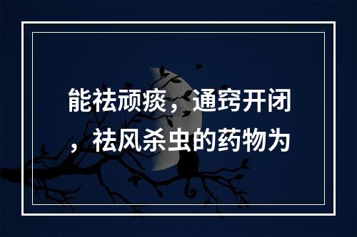 能祛顽痰，通窍开闭，祛风杀虫的药物为