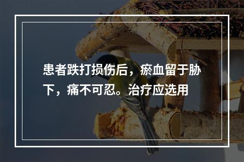 患者跌打损伤后，瘀血留于胁下，痛不可忍。治疗应选用