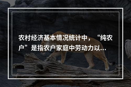 农村经济基本情况统计中，“纯农户”是指农户家庭中劳动力以从事