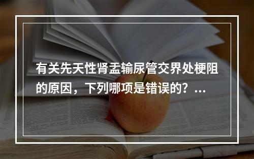 有关先天性肾盂输尿管交界处梗阻的原因，下列哪项是错误的？（　