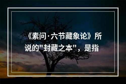 《素问·六节藏象论》所说的