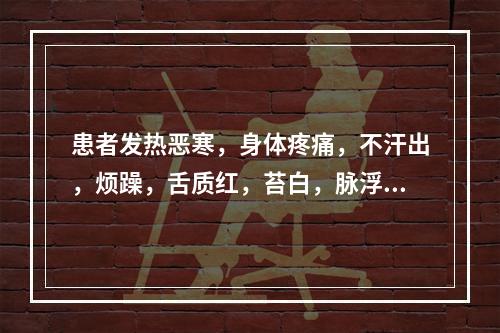 患者发热恶寒，身体疼痛，不汗出，烦躁，舌质红，苔白，脉浮紧，