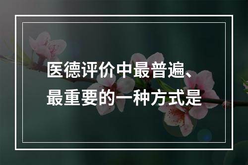 医德评价中最普遍、最重要的一种方式是