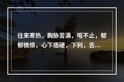 往来寒热，胸胁苦满，呕不止，郁郁微烦，心下痞硬，下利，舌苔黄