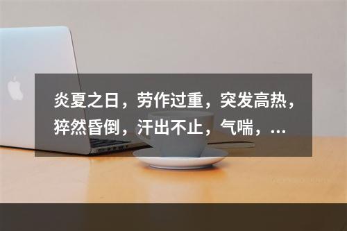 炎夏之日，劳作过重，突发高热，猝然昏倒，汗出不止，气喘，舌红