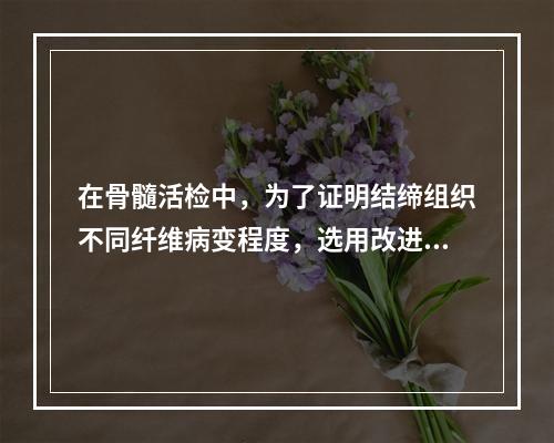 在骨髓活检中，为了证明结缔组织不同纤维病变程度，选用改进Go