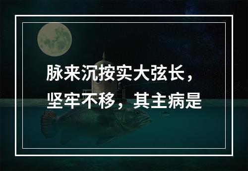 脉来沉按实大弦长，坚牢不移，其主病是