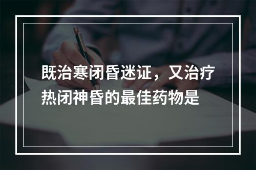 既治寒闭昏迷证，又治疗热闭神昏的最佳药物是