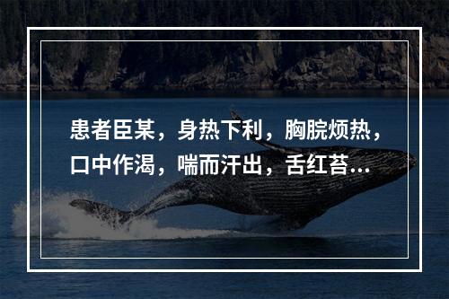 患者臣某，身热下利，胸脘烦热，口中作渴，喘而汗出，舌红苔黄，