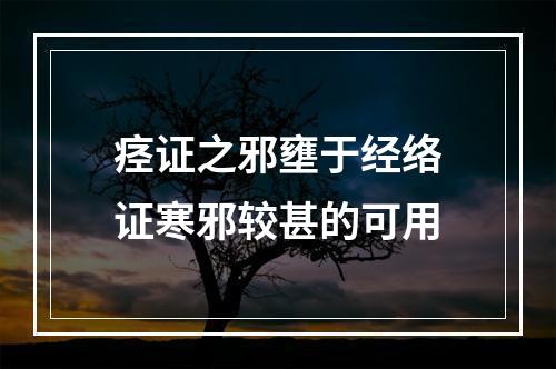 痉证之邪壅于经络证寒邪较甚的可用