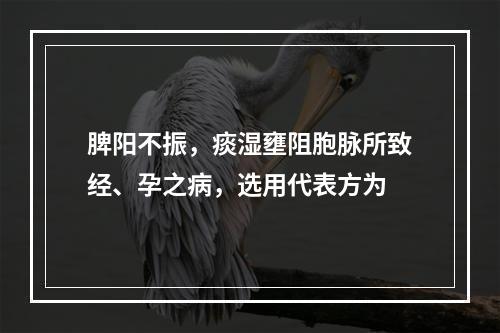 脾阳不振，痰湿壅阻胞脉所致经、孕之病，选用代表方为