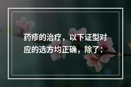 药疹的治疗，以下证型对应的选方均正确，除了：