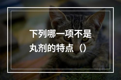 下列哪一项不是丸剂的特点（）