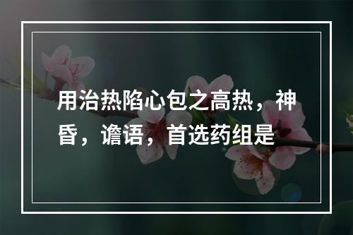 用治热陷心包之高热，神昏，谵语，首选药组是