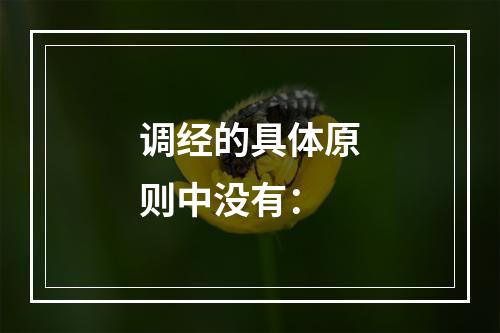 调经的具体原则中没有：