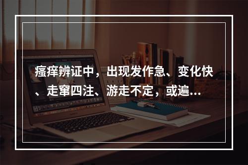 瘙痒辨证中，出现发作急、变化快、走窜四注、游走不定，或遍身作