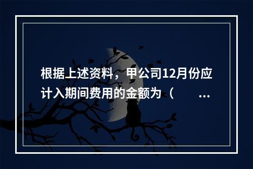 根据上述资料，甲公司12月份应计入期间费用的金额为（　　）元