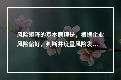 风险矩阵的基本原理是，根据企业风险偏好，判断并度量风险发生的