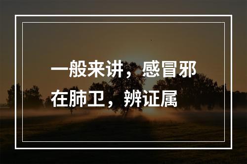 一般来讲，感冒邪在肺卫，辨证属