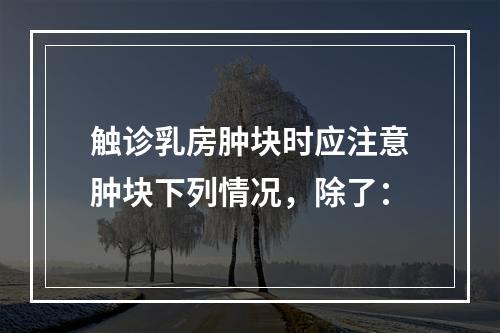 触诊乳房肿块时应注意肿块下列情况，除了：