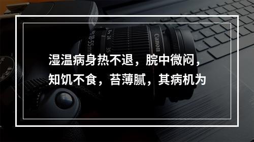 湿温病身热不退，脘中微闷，知饥不食，苔薄腻，其病机为