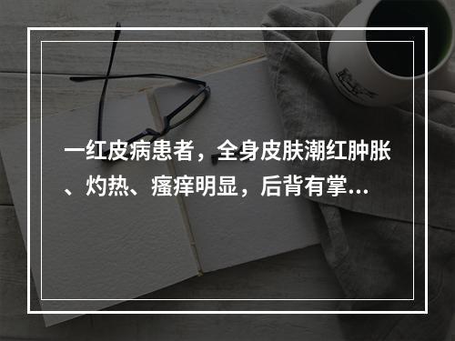 一红皮病患者，全身皮肤潮红肿胀、灼热、瘙痒明显，后背有掌大皮