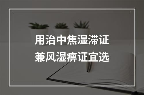 用治中焦湿滞证兼风湿痹证宜选