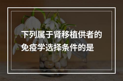 下列属于肾移植供者的免疫学选择条件的是