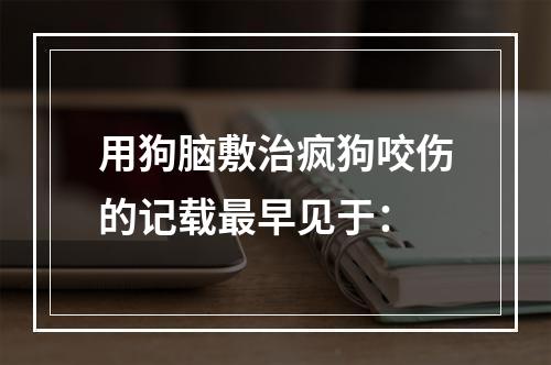 用狗脑敷治疯狗咬伤的记载最早见于：