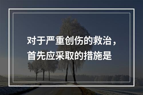 对于严重创伤的救治，首先应采取的措施是