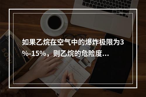 如果乙烷在空气中的爆炸极限为3%-15%，则乙烷的危险度是（