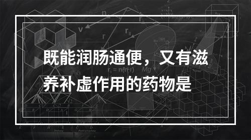 既能润肠通便，又有滋养补虚作用的药物是