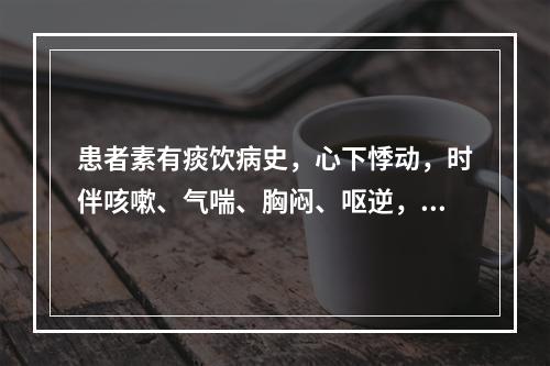 患者素有痰饮病史，心下悸动，时伴咳嗽、气喘、胸闷、呕逆，舌苔