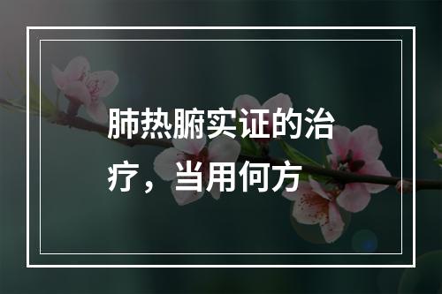 肺热腑实证的治疗，当用何方