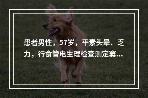 患者男性，57岁，平素头晕、乏力，行食管电生理检查测定窦房结