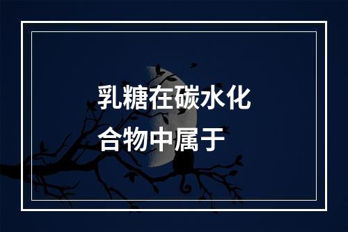 乳糖在碳水化合物中属于