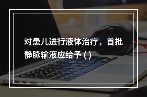 对患儿进行液体治疗，首批静脉输液应给予 ( )