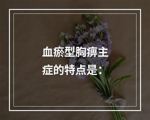 血瘀型胸痹主症的特点是：