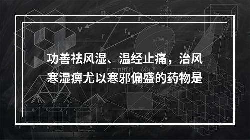 功善祛风湿、温经止痛，治风寒湿痹尤以寒邪偏盛的药物是