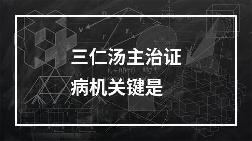 三仁汤主治证病机关键是