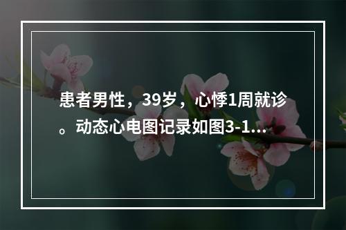 患者男性，39岁，心悸1周就诊。动态心电图记录如图3-14-