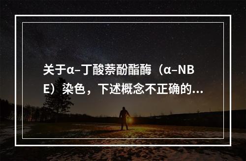 关于α–丁酸萘酚酯酶（α–NBE）染色，下述概念不正确的是（