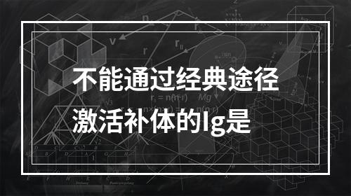 不能通过经典途径激活补体的Ig是