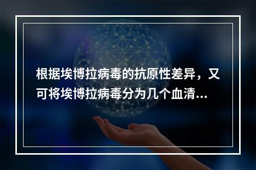 根据埃博拉病毒的抗原性差异，又可将埃博拉病毒分为几个血清型（